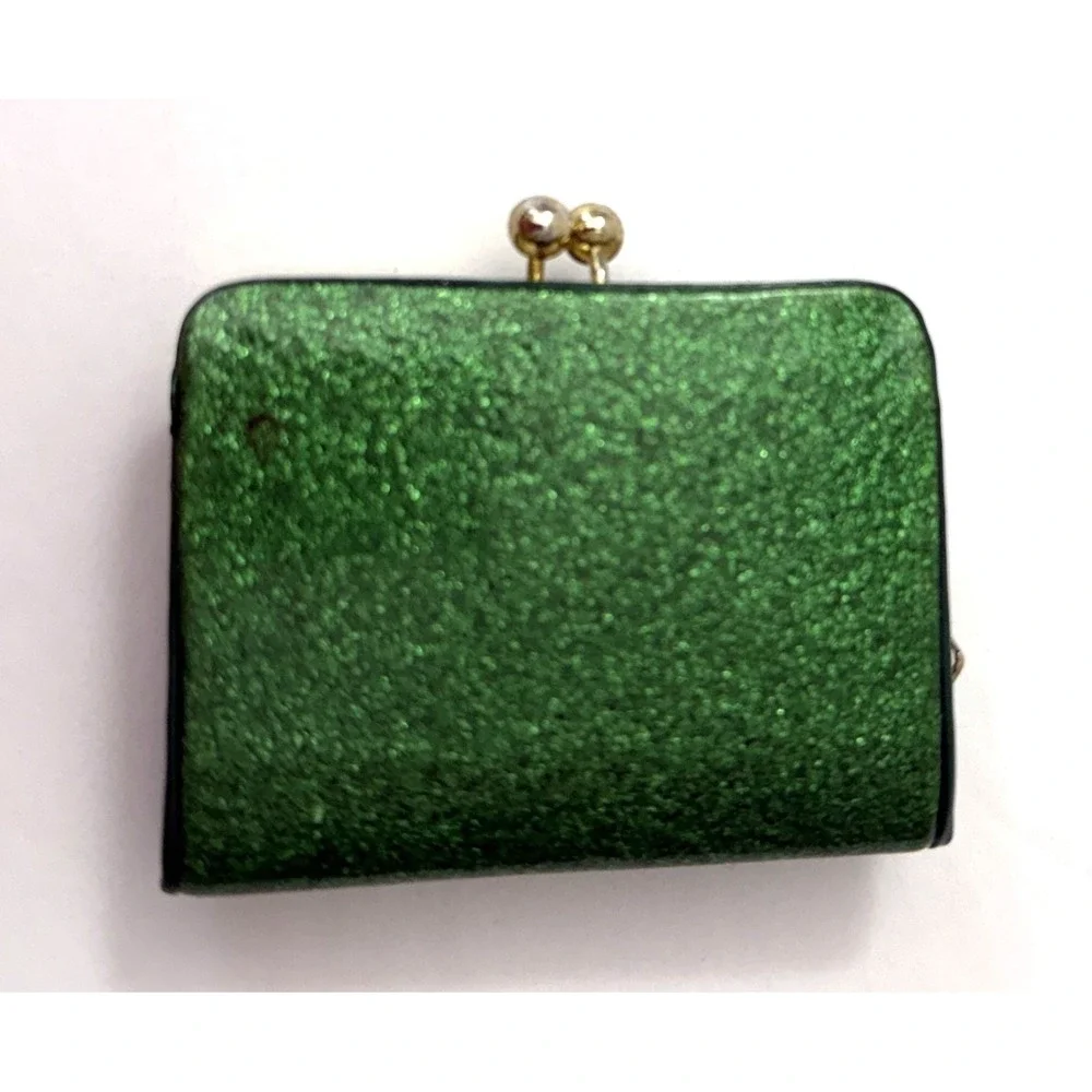 Vintage Florida Souvenir Coin Purse Silver Kiss Closure Boat Green Silver Spring